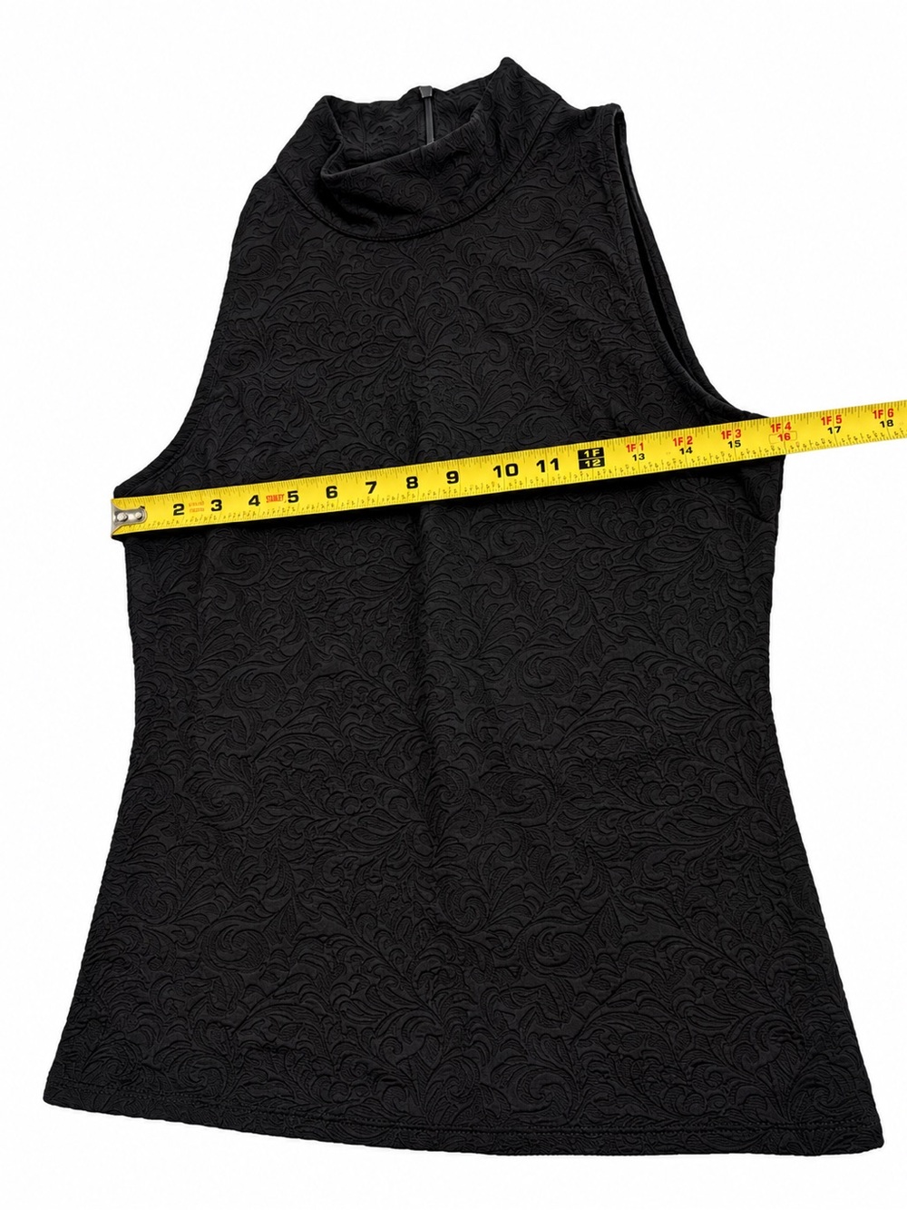 White House Black Market Black Jacquard Mock Neck Top Size S - Picture 7 of 9